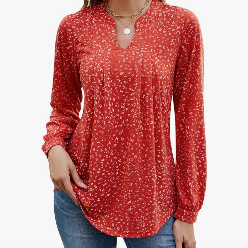 Women's Red Floral Top